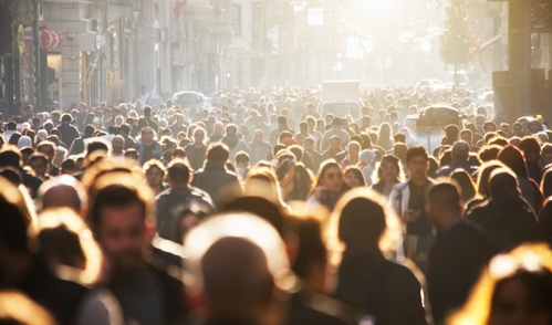 Blurred crowd in a street