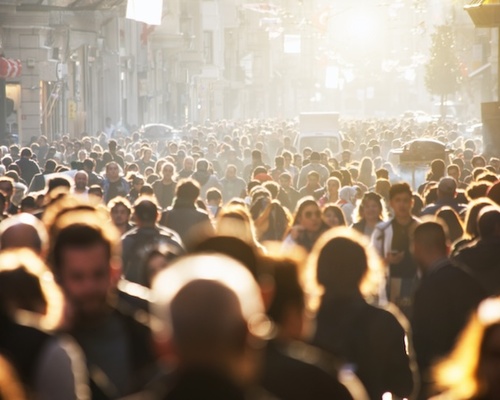 Blurred crowd in a street