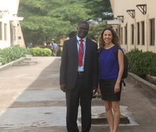 Christian Happi and Pardis Sabeti stand outside Redeemer's University