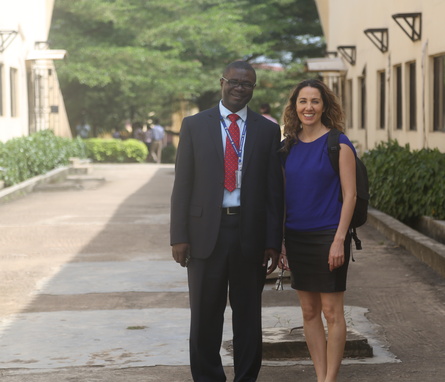 Christian Happi and Pardis Sabeti stand outside Redeemer's University