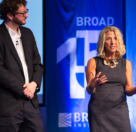 Broad Institute Members Ben Neal and Beth Stevens  presenting at the retreat