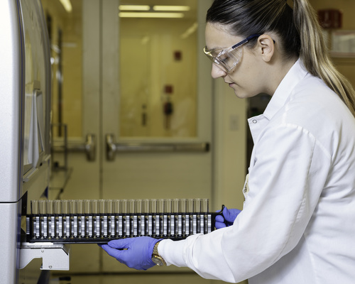 Andela Crnjac, a research associate in the Gerstner Center, processes samples for analysis