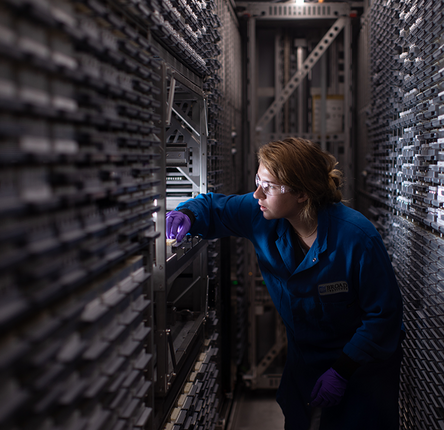 A scientist working inside the CDoT library