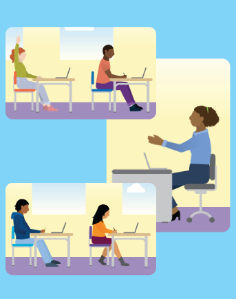 Students and a teacher in a classroom