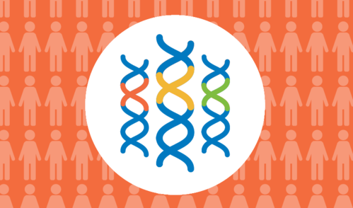 Graphic depicting DNA and people