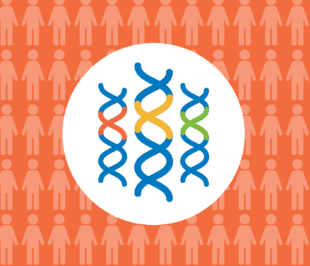 Graphic depicting DNA and people
