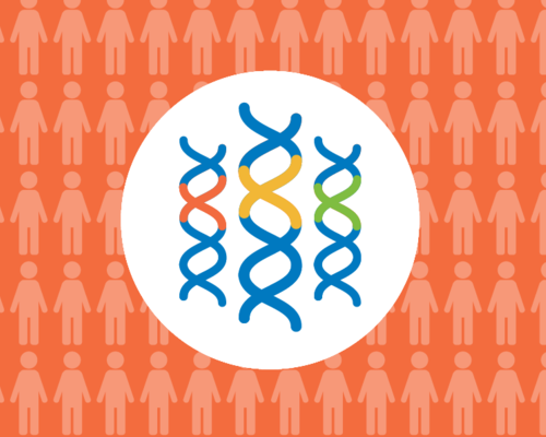 Graphic depicting DNA and people