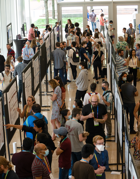 Broadies at the Poster Connect day, looking at posters