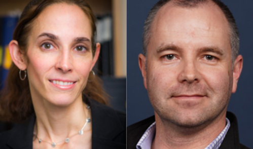 Collage of two photos: Kimberly Stegmaier on the left and Niall Lennon on the right